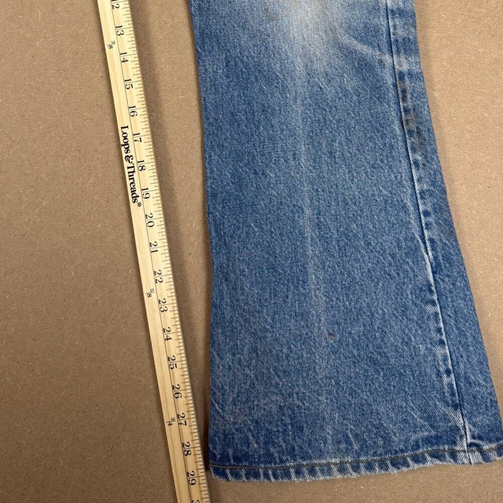 Vintage 70s Levi’s Bell Bottom Jeans Talon Orange Tab Patched Distressed 34x29 - Picture 9 of 10